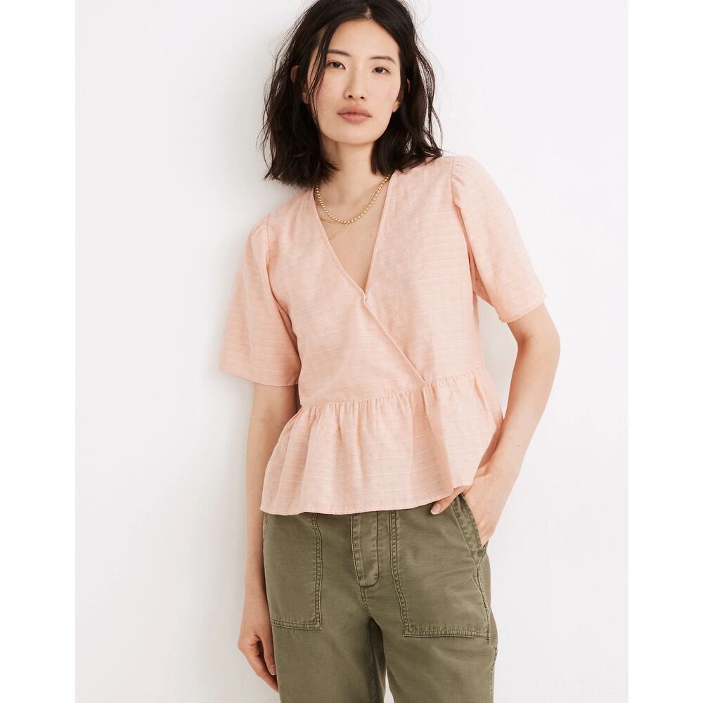 Madewell Crossover Peplum Short Sleeve Top Sz XS